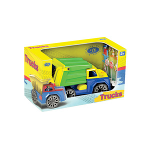 Camión de Basura de Juguete de Plástico con Contenedor Trasero Abrible, Señales y Conos de Tráfico para Niños - Product Image 1