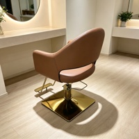 Fauteuil de Barbier Portable Inclinable en Cuir Marron de Luxe, Cuir PU, Pompe Hydraulique Robuste, Inclinable, Portable, pour la Maison