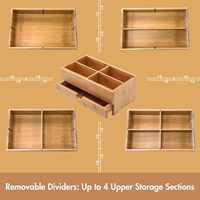Organisateur de maquillage de luxe en bambou avec tiroir, boîte à cosmétiques bio avec séparateurs amovibles pour soins de la peau, rouge à lèvres, coffret cadeau