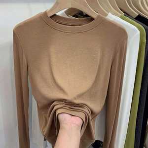 I-0383 Camiseta de manga larga para mujer con camiseta interior, nueva camiseta adelgazante de ajuste universal para primavera y otoño, para usar como prenda exterior. - Product Image 3