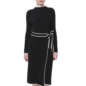 Nuovo Abito Maglione Lungo Invernale da Donna con Logo Frontale, Moda Casual <span class=keywords><strong>in</strong></span> <span class=keywords><strong>Lana</strong></span> Lavorata a Maglia - Product Image 2