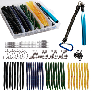 133 pièces bâton souple ver Kit de pêche poids de balle crochets décalés O anneaux Wacky Rig boîte à outils basse leurre plomb pour lac vivaneau - Product Image 1