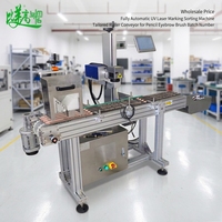 Machine de marquage et de tri automatique UV laser à prix d'usine avec convoyeur à rouleaux personnalisé pour le code de lot des crayons et des pinceaux à sourcils