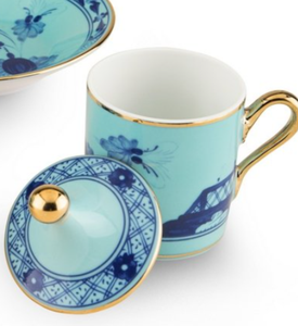 ชุดถ้วยชาเซรามิคลายวินเทจพร้อมฝาปิด ดีไซน์สองสี สำหรับตกแต่งบ้าน งานเลี้ยง และใช้ในชีวิตประจำวัน - Product Image 3