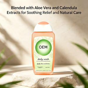 Nettoyant intime quotidien équilibré au pH, sans savon, 94% naturel, à l'aloe vera et au calendula, doux, contrôle des odeurs féminines, marque privée - Product Image 2
