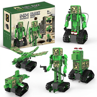Robot de Control Remoto Cinco en Uno, Programable, Educativo, de Ciencia, Rompecabezas, Bloques de Construcción, Juguete para Niños, Verde
