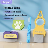 Sloppup Portable Soft Metal Pet Flea Comb with Fine-toothed Teeth for Dogs & Cats-Knot-Breaking & Loose-Hair Removal