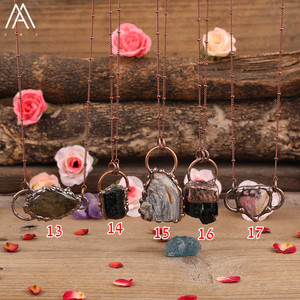 Богемный Классический Бронзовый кулон ожерелье «DIY» ювелирные изделия из натурального камня необработанный кварц Лабрадорит Друза свадьбы вечеринки - Product Image 5