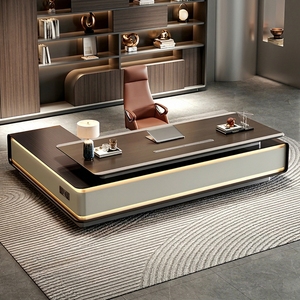Set Scrivania Direzionale a L in Legno E0 con Sedia e Mobile Laterale, Arredamento per <span class=keywords><strong>Ufficio</strong></span> <span class=keywords><strong>Moderno</strong></span> di Lusso Ecologico per CEO/<span class=keywords><strong>Ufficio</strong></span> - Product Image 1