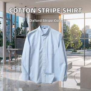Camisa Casual Oxford de Algodón 100% para Hombre, Manga Larga, Cuello con Botones, Bolsillo, Ropa de Primavera, OEM Personalizado - Product Image 2