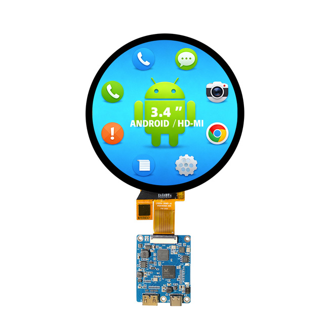 HAORYZON OEM Round 3.4 Inch 800x800 LCD Touch Display Module Assembly Small Round LCD Screen for Industrial HMI