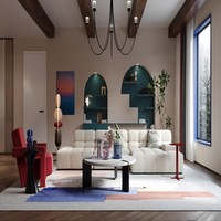 Ensemble de meubles de salon 3 pièces au design moderne : canapé en tissu, table basse, fauteuil de détente - Écologique pour appartement, hôtel, extérieur