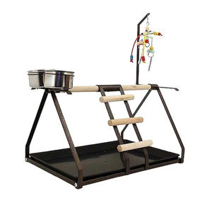 Özelleştirilmiş Metal masa papağan oyun standı oyuncak askı besleyici katı desen popüler ahşap çelik demir standları - Product Image 1