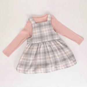 Alta calidad Chica Trajes casuales Falda a cuadros Niños Otoño Plaid Vestido de manga larga - Product Image 2