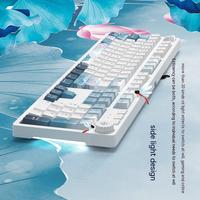 Ajazz AK666 Landscape Style Game Mechanical Keyboard PBT Keycap 104 Keys with Knob Macro Programming