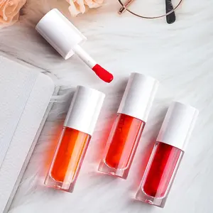 Grosir Vegan Glossy Label pribadi Lipgloss merah muda Vendor lipstik cair warna jeli bibir pipi cair