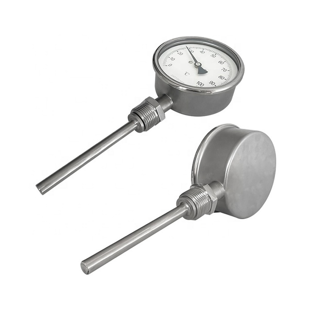 Custom Length 304 Stainless Steel Axial Radial Type WSS 411 Industrial Dial Bimetal Thermometer OEM & ODM Supported