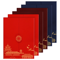 Carpeta de Certificado Personalizada Estilo Chino con Estampado Dorado en Caliente, Páginas Interiores Imprimibles, Porta Diplomas y Premios