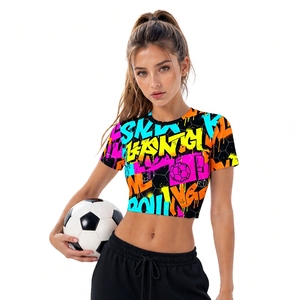 Camiseta Deportiva Corta Personalizada con Degradado <span class=keywords><strong>de</strong></span> Fanshi, Nombre del Equipo, Número y Logotipo Personalizados, Atuendo Deportivo para Chicas, Regalos <span class=keywords><strong>de</strong></span> Animadoras, Camiseta para Fanáticas - Product Image 6