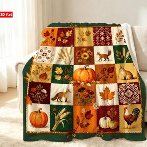 Manta de Franela con Estampado de Hojas Otoñales y Bayas, Ligera y Resistente a la Decoloración, Ideal para el Invierno, con Diseño Personalizado - Product Image 3