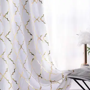 Tissu de rideau occultant de Style Floral européen 100%, tissu de Tulle tissé personnalisé léger 100% Polyester, fil doux - Product Image 1