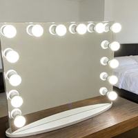 Miroir de maquillage LED moderne avec ampoules haute luminosité, audio Bluetooth, grand miroir clair, design multifonctionnel