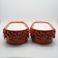 Pot en céramique rouge brique en forme de pétale, long et allongé, pour bougie en cire de soja, contenants en verre recyclables, luxueux pour la décoration de fêtes et de la maison