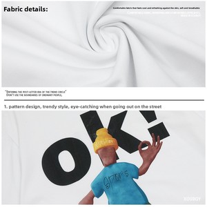 Camiseta de Hombre de Alta Calidad, Personalizada, con Estampado 3D de Personaje de Skateboard en Arcilla, Letra <span class=keywords><strong>OK</strong></span>, Cuello Redondo, Tejido de Punto, Estilo Urbano, 180 Gramos - Product Image 4