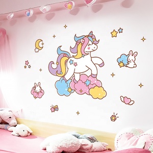 Ragazze di colore rosa <span class=keywords><strong>sticker</strong></span> kawaii camera dei bambini del fumetto <span class=keywords><strong>nuvole</strong></span> di trasporto degli animali unicorn <span class=keywords><strong>sticker</strong></span> - Product Image 2