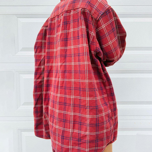 Vente en gros Veste boutonnée à <span class=keywords><strong>carreaux</strong></span> rouges personnalisée pour femme coupe ample veste décontractée à manches longues manteaux avec poches - Product Image 4