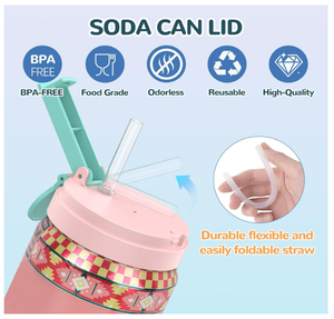 现代汽水罐盖和盖子 4 件装 可重复使用 不含 BPA 防溢漏 密封 易于使用 适合 S/M/L 罐 啤酒 果汁 苏打水 - Product Image 4