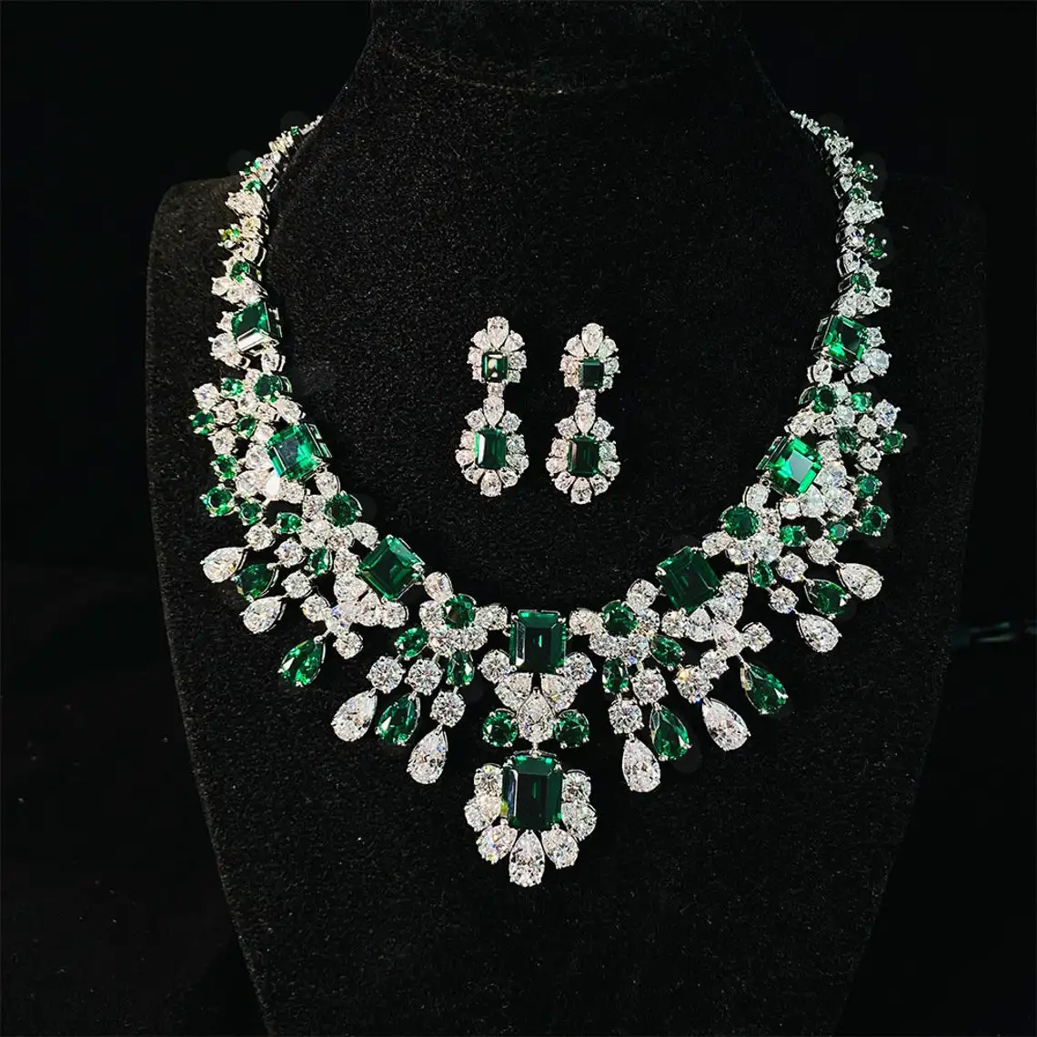 high-class party gold jewelry set women classic charming emerald jewelry set sent good fri