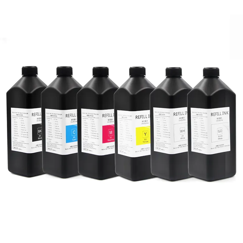 Ocbestjet tinta uv macia, tinta de impressão uv 6 cores para impressora epson 1390 tx800 l800 impressão em pvc e folha de vidro