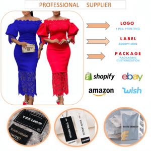 C8524 Nuovi Arrivi Autunnali Abito Elegante da Donna Africana Taglie Forti con Inserti in Pizzo e Scollo a Barca per Feste e Cerimonie - Product Image 6