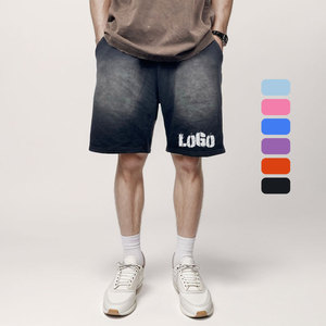 Shorts en molleton français personnalisés pour hommes, style vintage, imprimé sérigraphié Hip Hop, écologiques, sans MOQ, haute qualité, effet délavé à l'acide - Product Image 1