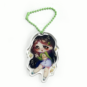 Custom Design Double Sided Printed Plastic Acrylic Charm Keychain Holographic Epoxy