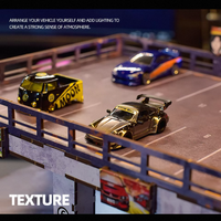 Kit de piste de drift magnétique à l'échelle 1:64, à assembler soi-même, pour modèles de voitures RC électriques, avec aménagement de scène de course miniature, ornement de bureau en plastique et métal