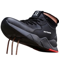Chaussures de sécurité de travail de marque, noires, antidérapantes, imperméables, en cuir, avec embout en acier, pour hommes, pour l'industrie lourde