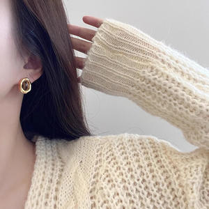 ต่างหูเงินแท้ S925 ประดับด้วยหินตาเสือ สำหรับผู้หญิง ดีไซน์ทันสมัย หรูหรา ดูมีระดับ  งานทองเหลืองคุณภาพสูง  ดีไซน์เฉพาะตัว  แฟชั่นสไตล์ Maillard - Product Image 2