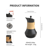 Carafe à café arabe Dallah de 650 ml en acier inoxydable 304 à double paroi isolée sous vide, carafe à thé de luxe pour cadeau de Ramadan