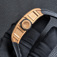 Montre mécanique pour homme de haute qualité, série 035, or rose, grand cadran lumineux, cristal saphir, pour le bureau et les déplacements