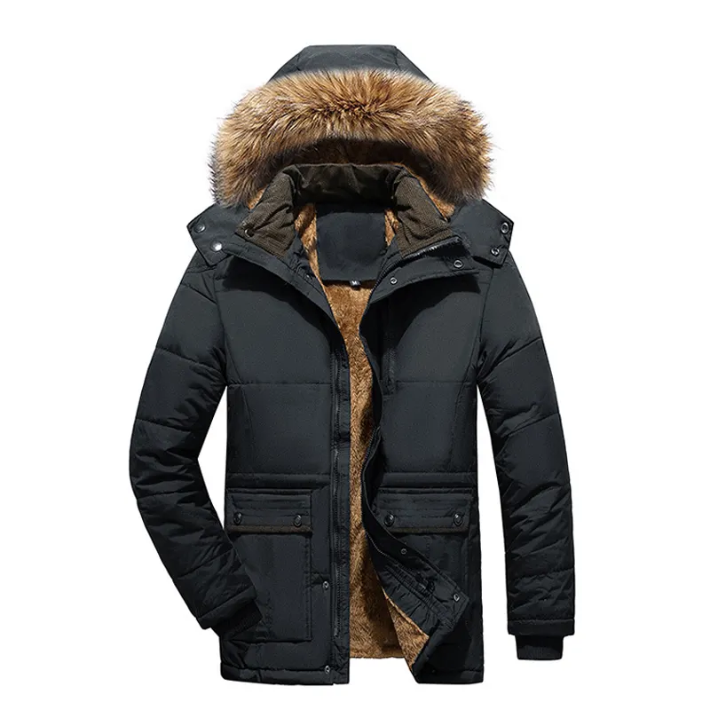 wholesale Winter casual outerwear plus size Keep warm mens jackets herren With Fur Collar chaqueta de invierno para hombre 2021