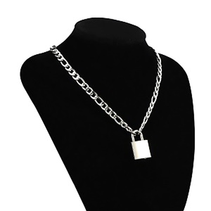 Collana con Lucchetto in Acciaio Inossidabile <span class=keywords><strong>Gina</strong></span> Designer, Catena Choker Punk Argento per Uomo e Donna, per Regali Promozionali e Aziendali - Product Image 3