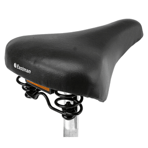 Asiento de Bicicleta con Cubierta Superior de Rexine y Base de Plástico, Resorte Helicoidal Trasero Individual, Asiento Cómodo para Bicicleta, Color Negro - Product Image 1
