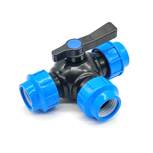 IRRIPLAST OEM Raccords de compression pour tuyaux d'irrigation en PEHD et PP ISO17885, Têtes en T et vannes à boisseau sphérique à trois voies en PP - Product Image 4