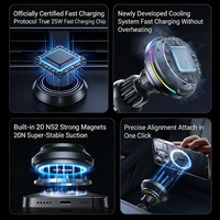 Chargeur de téléphone sans fil rapide pour voiture A100 Qi2 25W avec refroidissement par air pour les aérations, support de charge magnétique N52