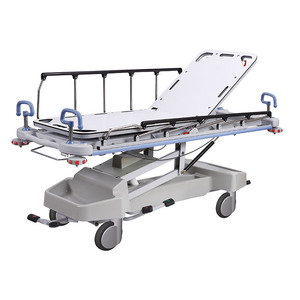 Carro de plataforma elevable de aleación de aluminio con barandilla, altura ajustable, carro de hospital, cama de enfermería manual con 4 ruedas - Product Image 4