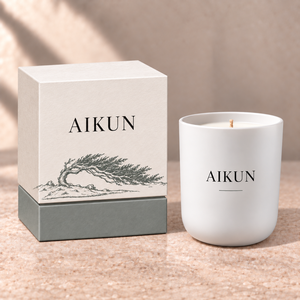 Aikun Deep Brown Lidded Matte Finish Single Wick Jar Scented <b>Candle</b> with Gold Logo <b>Gift</b> Box Direct Factory OEM ODM Bulk Order - Product Image 2
