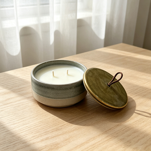 Lilin Aromaterapi Portabel Wadah Keramik Bulat dengan Tutup Lilin Kedelai Aroma Tahan Lama Grosir Pesta Pernikahan - Product Image 5