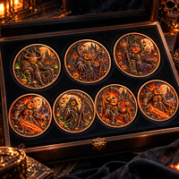 Pièce de monnaie d'imitation en cuivre pur 999 de 1 oz, électroplaquée, série Halloween, Citrouille Diable, en relief 3D, couleur UV, artisanat métallique